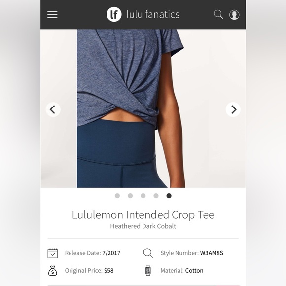 Lululemon Intended Crop Tee in Heathered Dark Cobalt (blue) - Picture 3 of 6